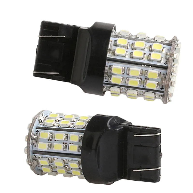2Pcs T20 LED 64-SMD 1206 Universal Low Consumption High Power Tail Stop Brake Light Bulb Lamp White W21W 7443 7440#288232