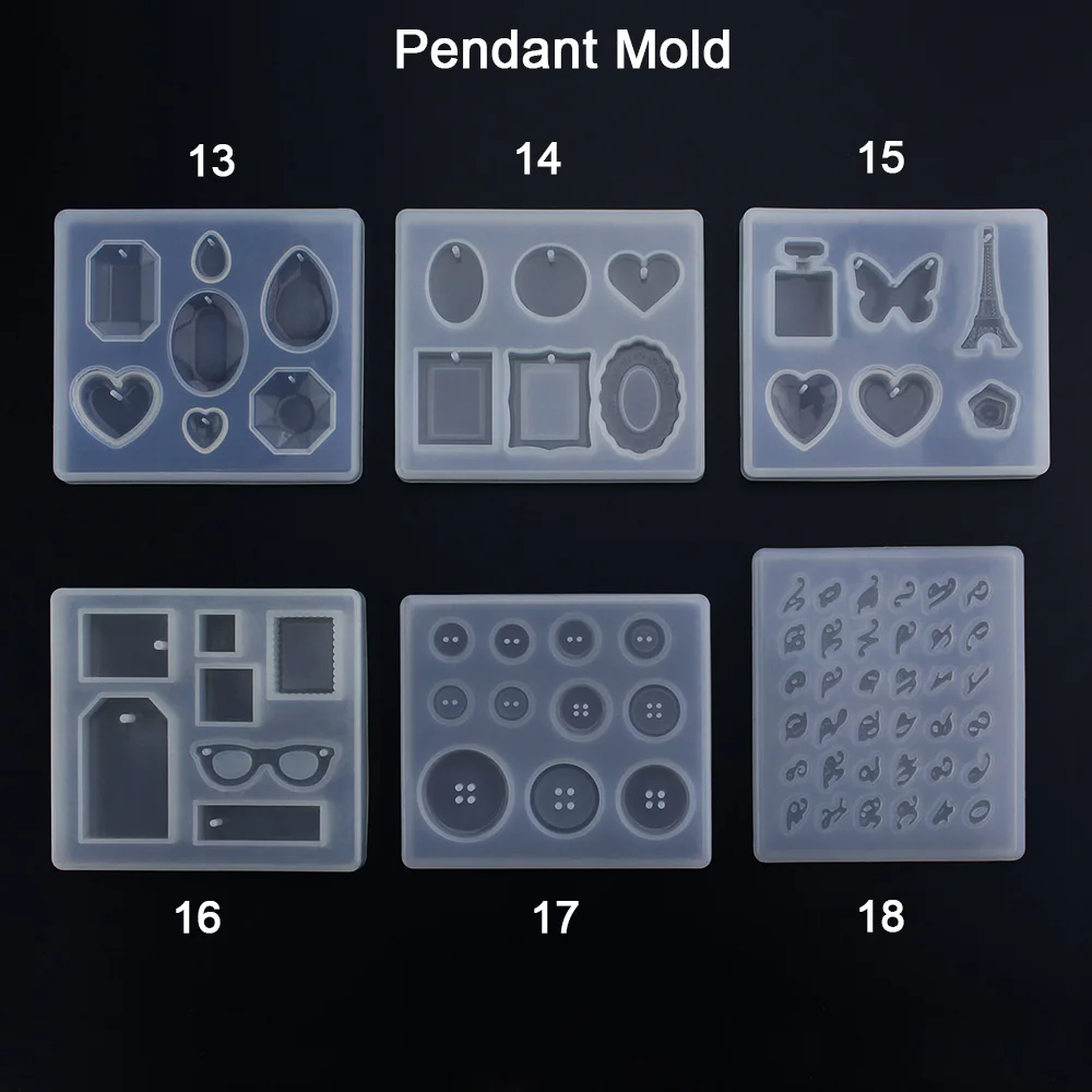 Resin Liquid Silicone Combination Molds for DIY Making Finding Resin Molds Jewelry Pendant Silicone Jewelry Tools Mix Shape