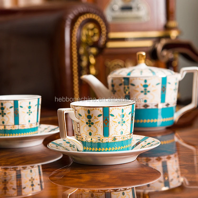 15PCS Elegance Flower Decal Tangshan Porcelain High Quality 15 PCS Luxury Tea Set