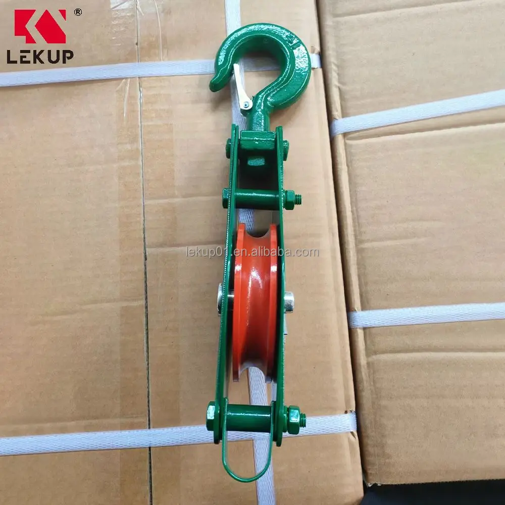 Painted Single Wheel Hook Lifting Pulley Block Closed-end Wire Rope Pulley Manufacturer Pulley Block Single Sheave with Hook