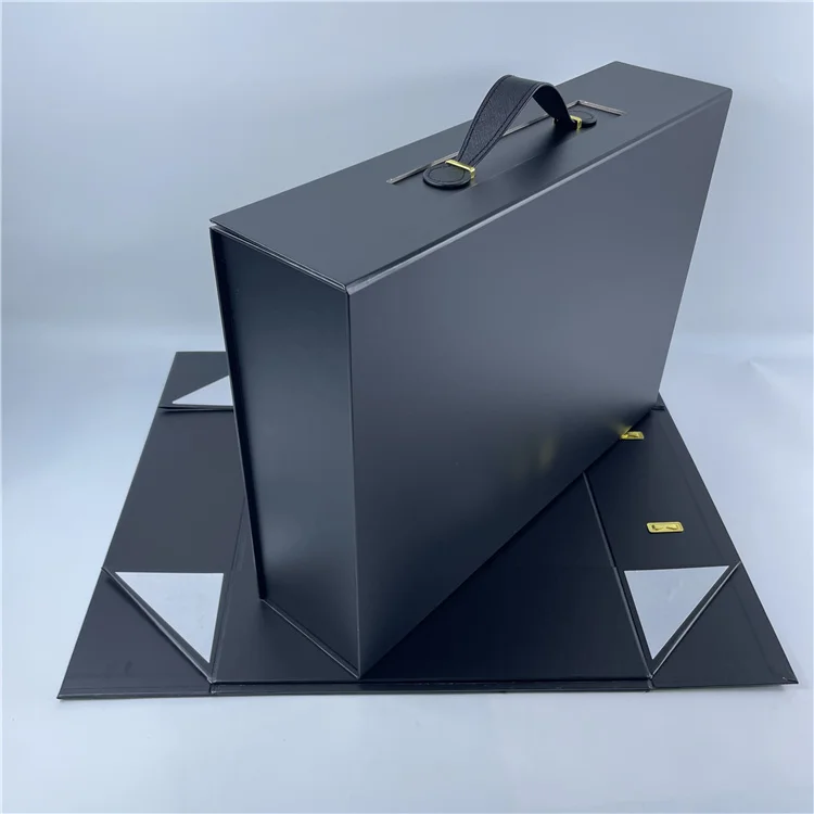 Recyclable Wholesale Anti Scratch Laminated Black Paper Storage Foldable Packaging Jeans Big Boxes Cloth Shipping Gift Package