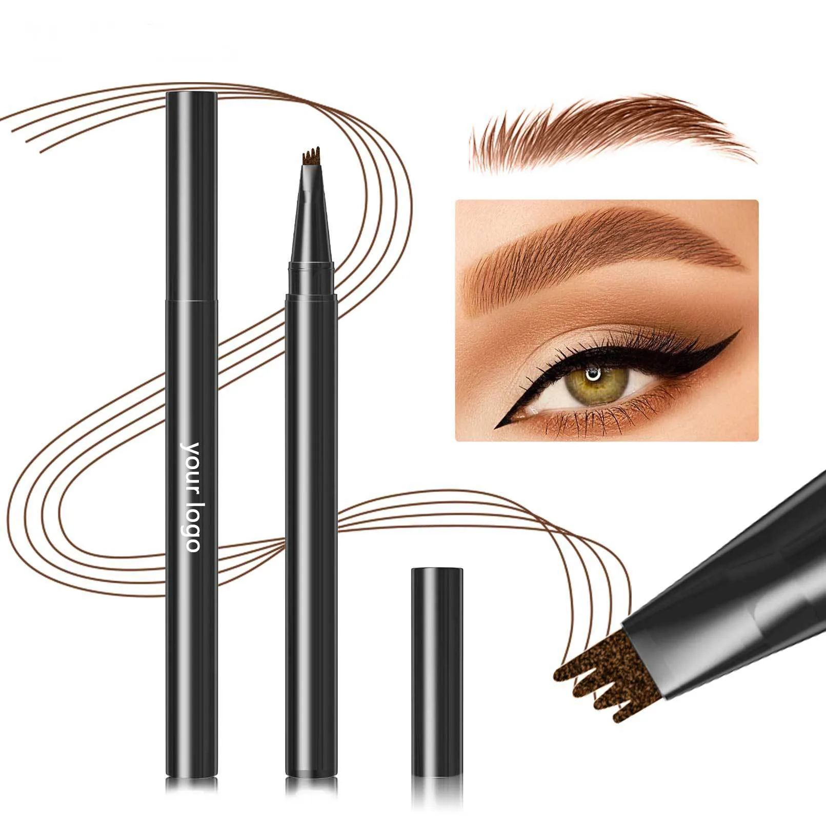 Professional Natural Looking Brows Instant Lift 4Tip Eyebrow Tattoo Pencil Korea 3D Waterproof Sweat-Proof Liquid Eyebrow Pencil