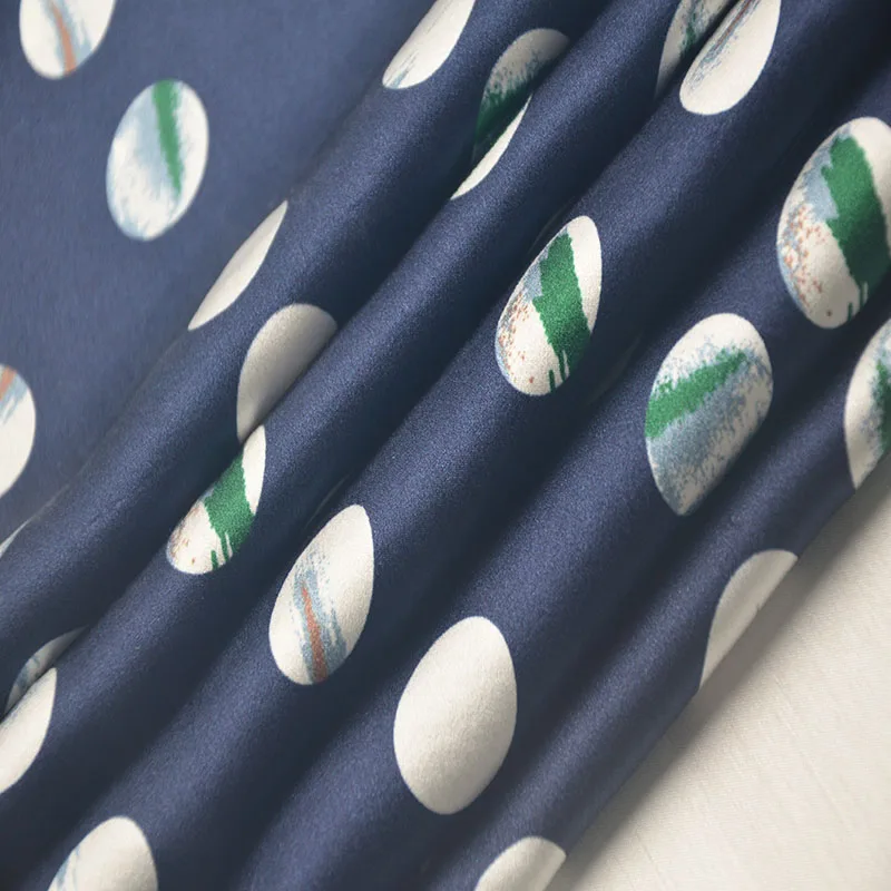 Customized Circle Spots Digital Print 16mm Satin Mulberry Silk Fabric Patterns For Women Skirts