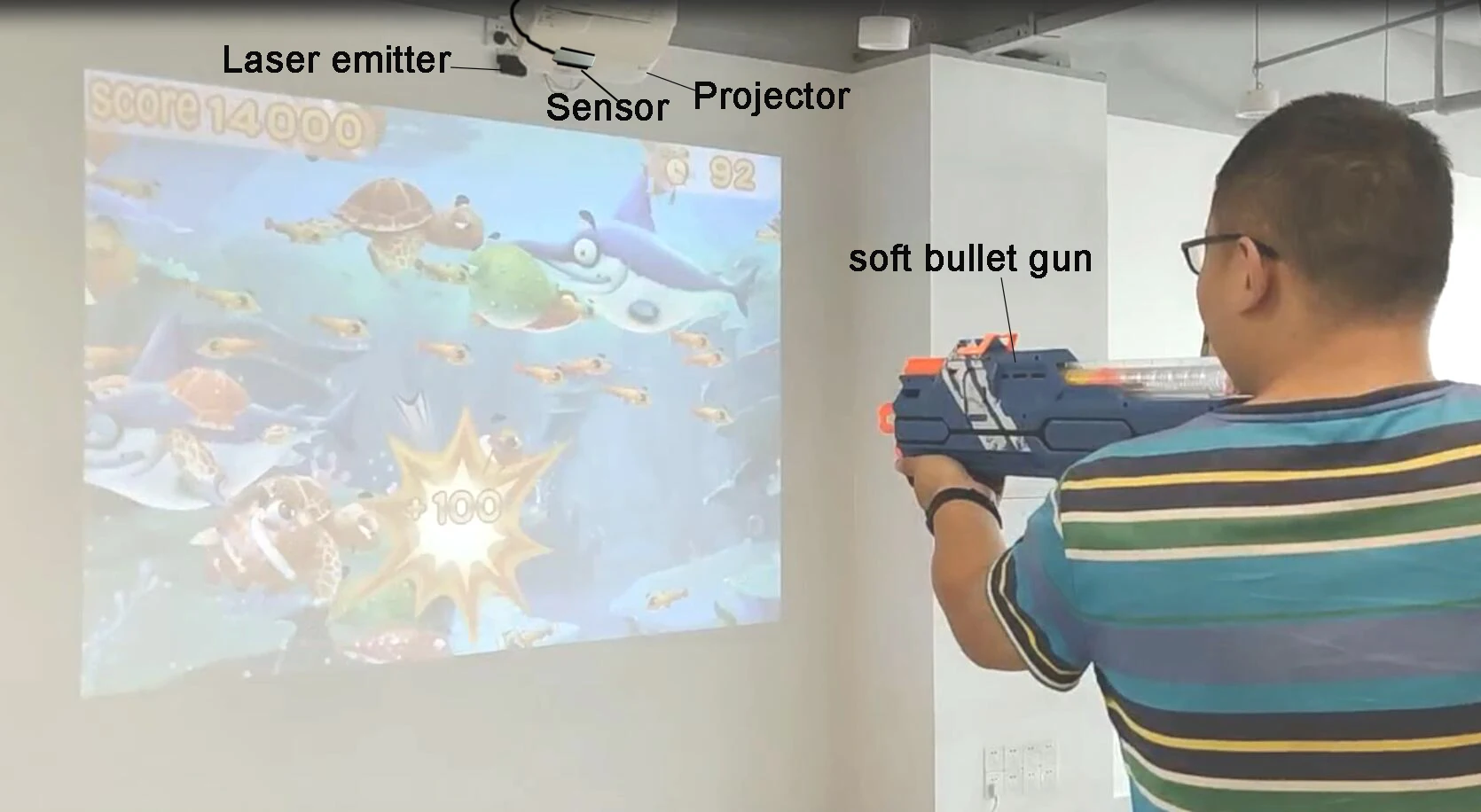 6*8M Huge screen Virutal Smart Machine Gun shooting 3D Video Interactive games Immersive game For Shopping Center