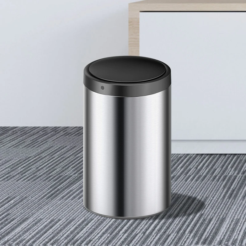 ZR-30S 8Gallon Round Household Trash Can Smart Sensor Waste Bin Minimalism Kitchen bins with black white silver color