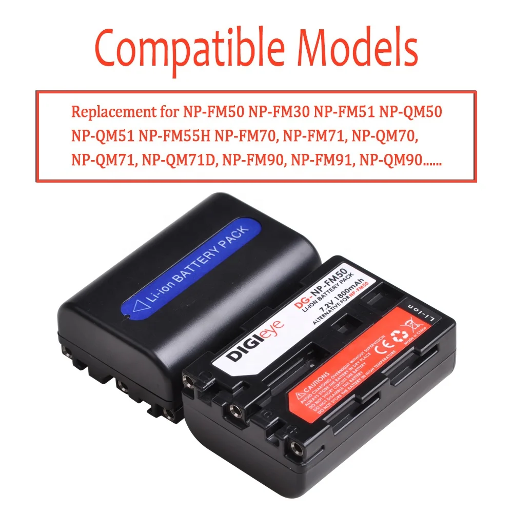 7.2V 1800mAh NP-FM50 NP FM50 FM55H Battery for Sony NP-FM30 NP-FM51 NP-QM50 NP-FM55H DSLR-A100 HDR-HC1 DCR-TRV280