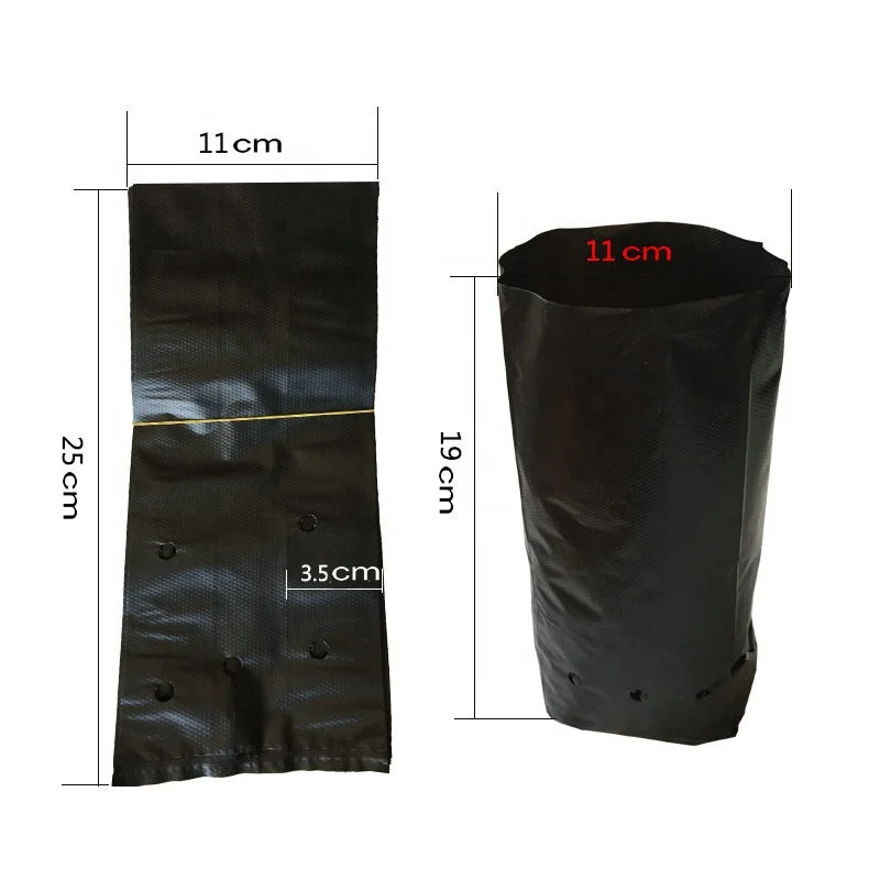 Plastic Plant Bags Nursery Plastic Grow Bag for Cucumber Tomato Flowers Black Planter Bags