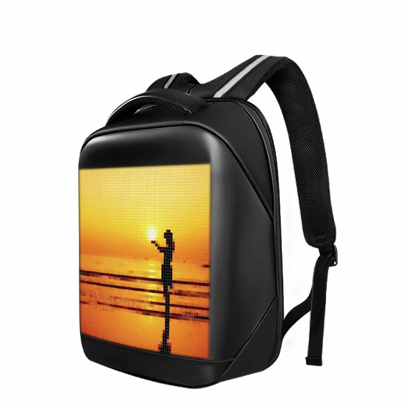 Advertising Display LED Backpack Outdoor Walking School Bag Full Color Screen Smartphone Programmable LED Backpack Portable Bag