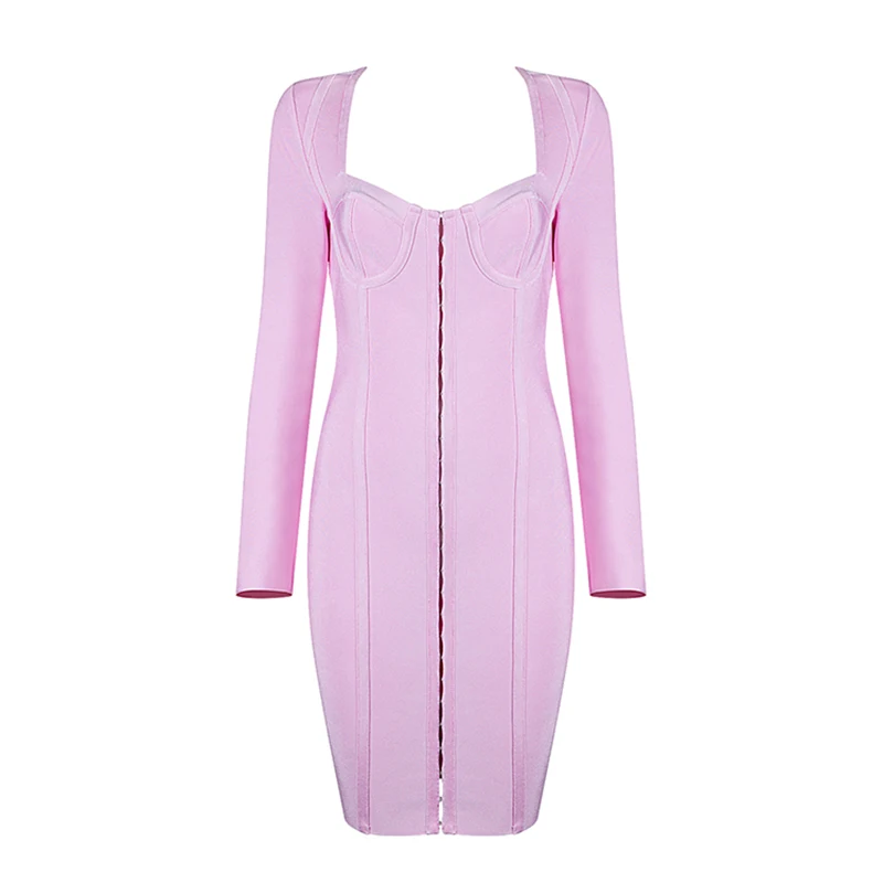 90% rayon 9% nylon 1% spandex fabric pink dress sexy body con bandage dresses