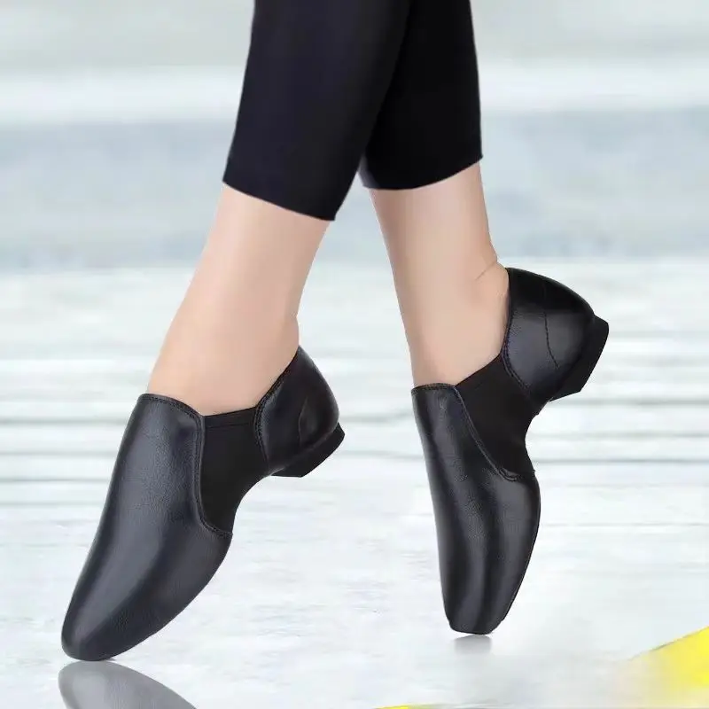 Индивидуальный логотип лучшая оптовая цена облегающая черная кожаная обувь для джазовых танцев производство на заказ