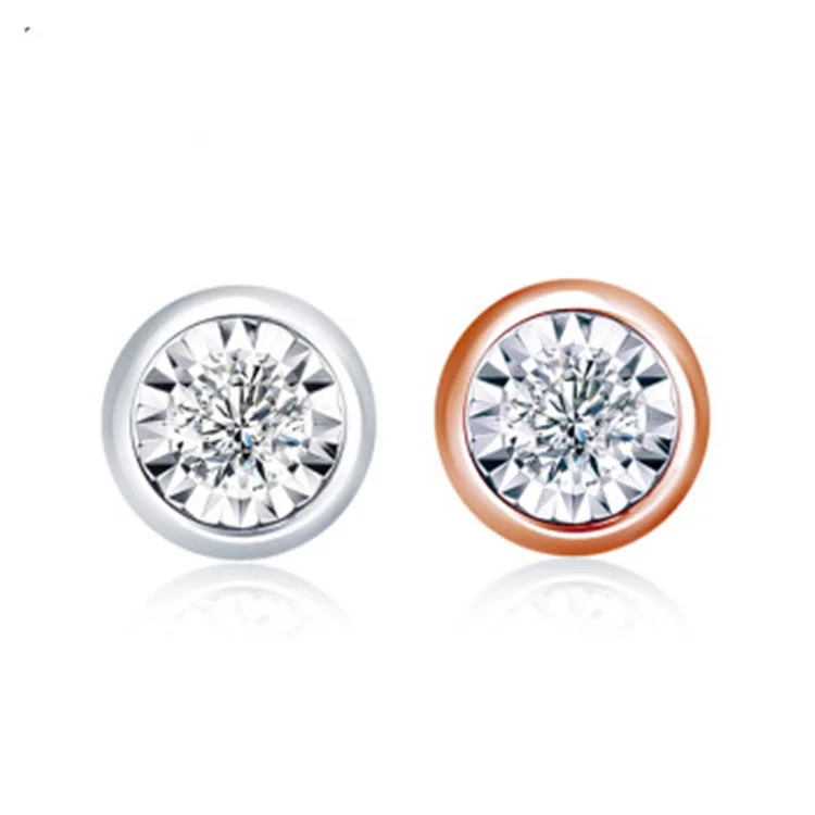 Luxury Fashion Solid Pure Real 18K Gold Diamond Earrings Jewelry Women Ladies Female Bridal Engagement Wedding Earrings