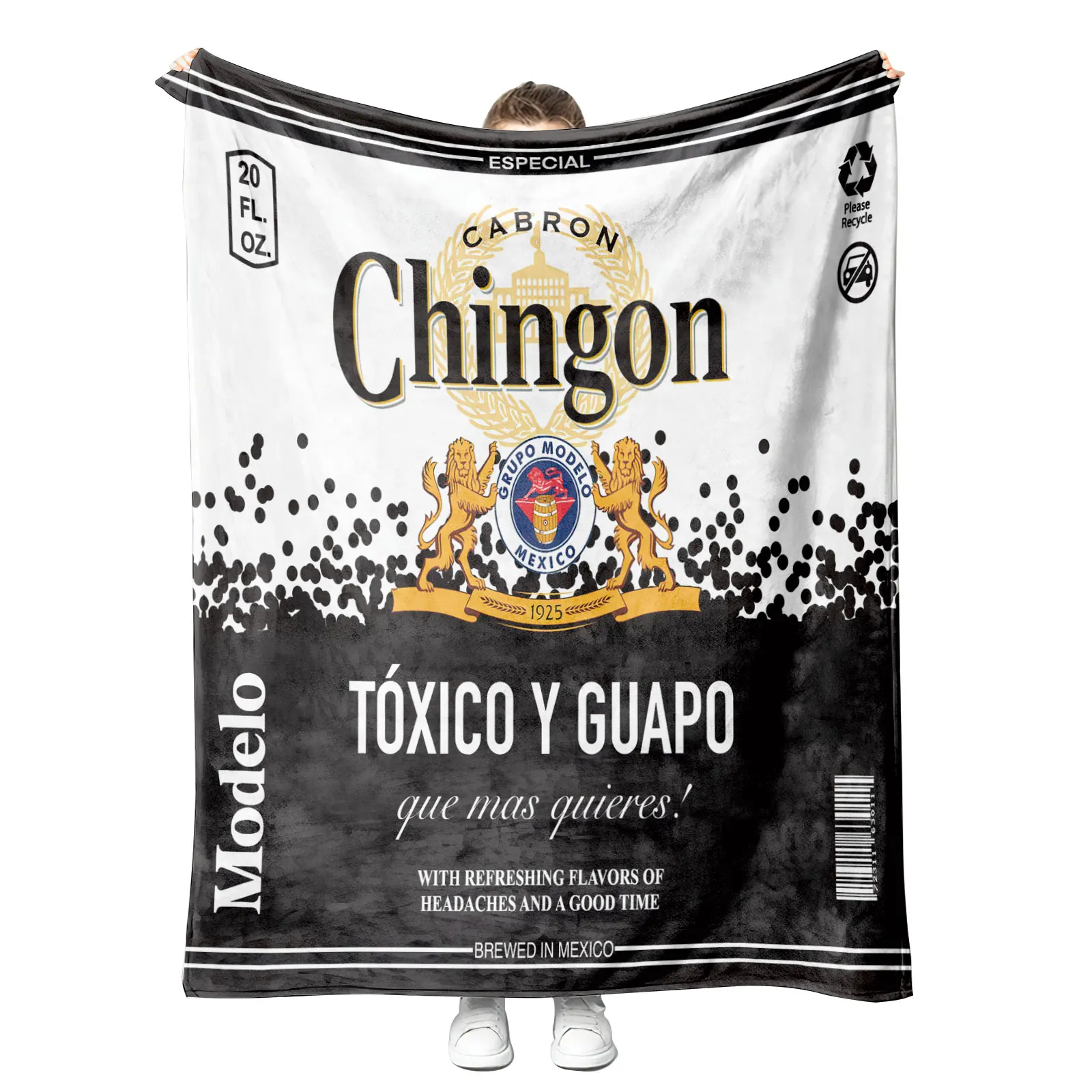 wholesale custom design famous beer pattern chivas los mas chingones model mexican flannel fleece throw blanket