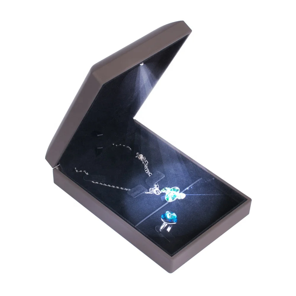 most popular  brown luxury led light jewelry box for necklace