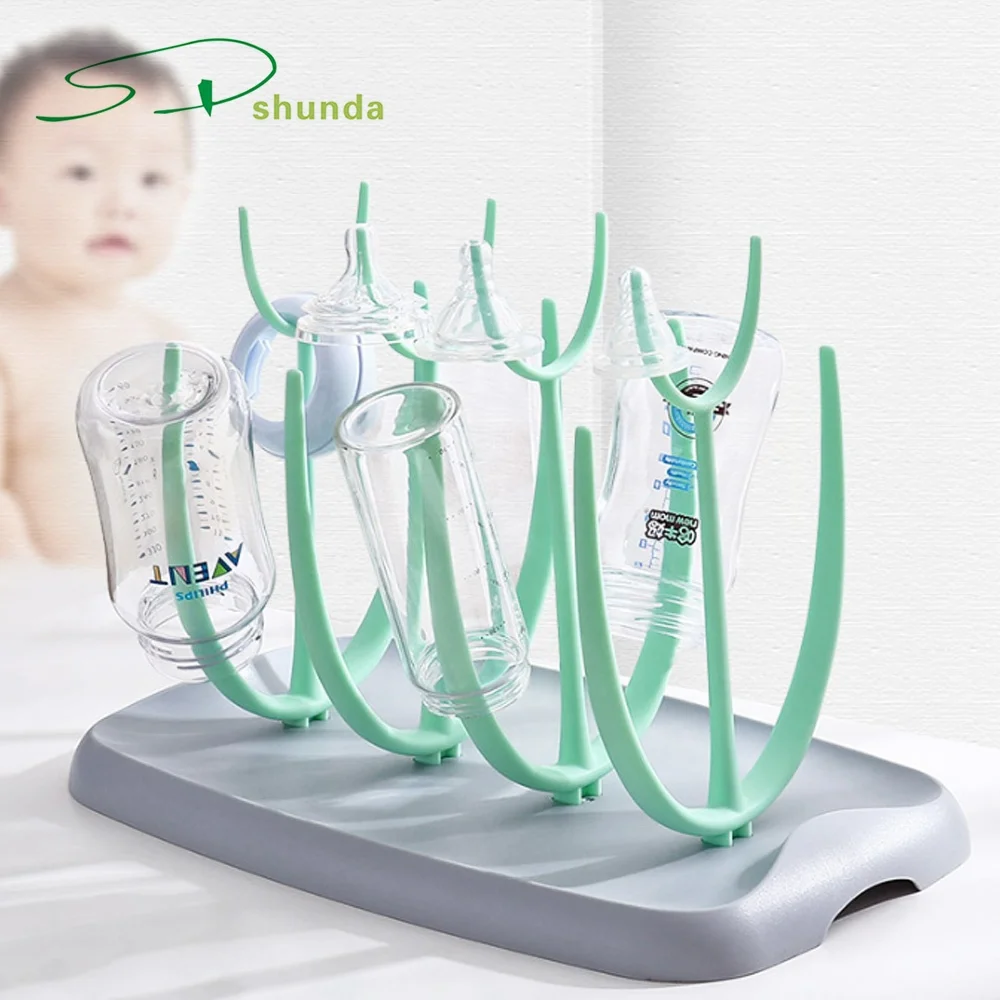 Hot BPA Free Baby Products Plastic High Capacity Baby Infant Water Milk Countertop Bottle Holder Bottle Drying Rack with Tray