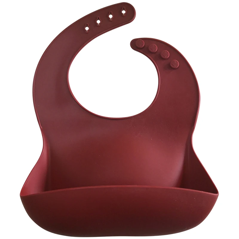 Custom BPA Free Soft Waterproof Silicone Baby Bib with Food Catcher
