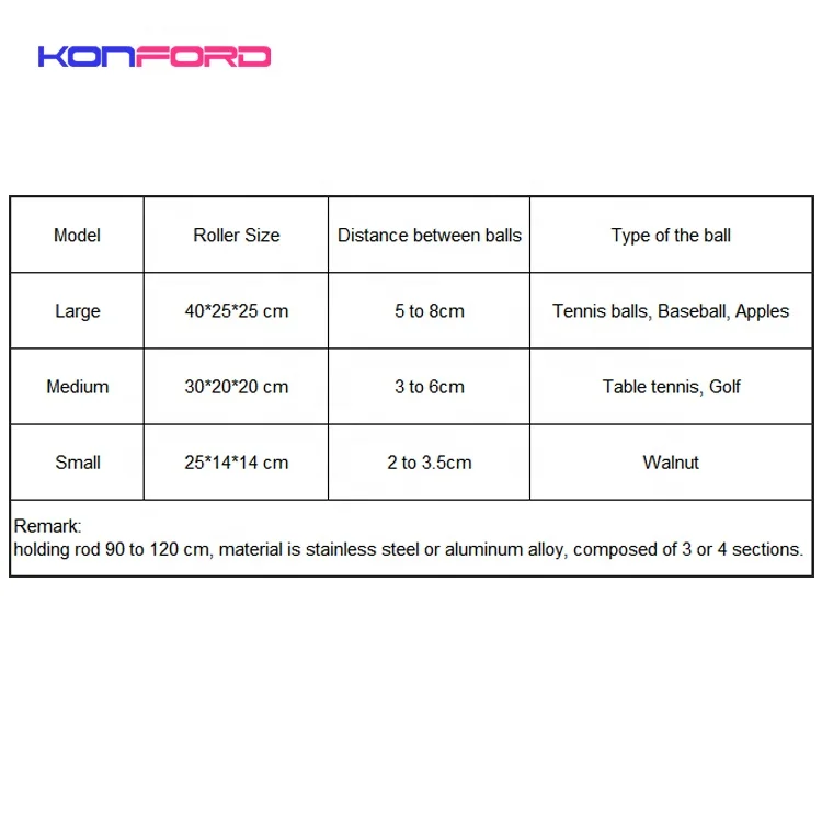 Konford Hot Ping-Pong Roller-Type Ball Pick Up Tool Holding Rod 90 to 120 cm Collected 125pcs Table Tennis Ball Picker/Betriever
