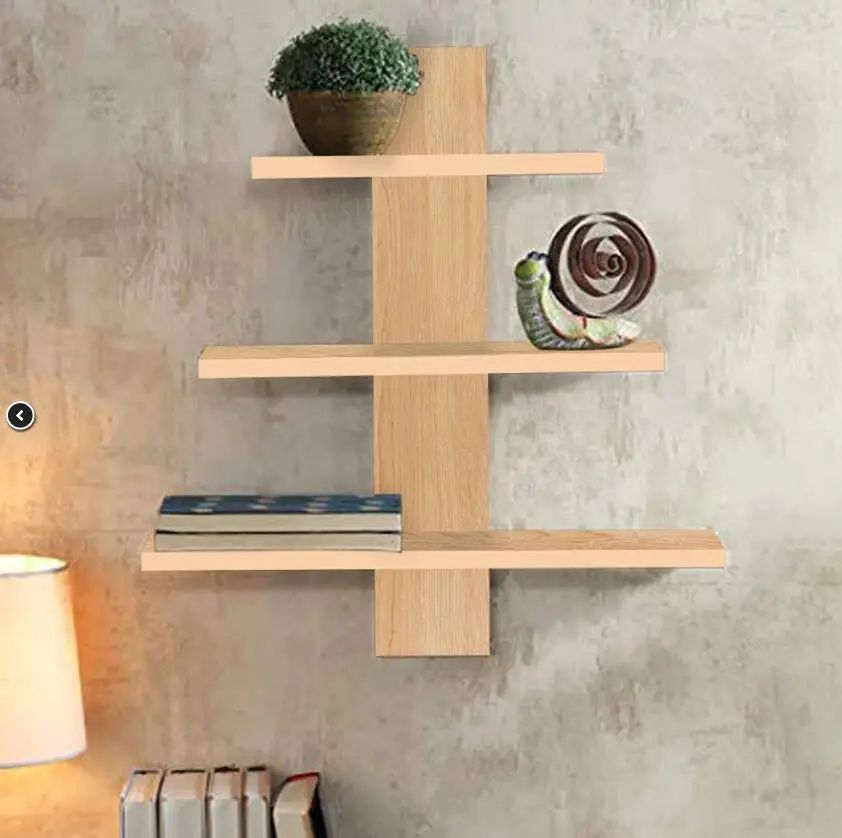 Modern Home Storage 3 Tier Wood Floating Wall Mounted Shelf Organizer Rack