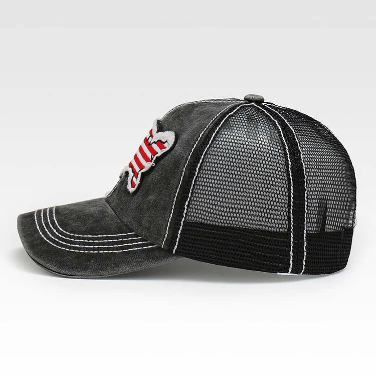 Оптовая продажа рекламная нашивка с американским флагом унисекс gorras 6 панелей вышивка спортивные кепки Мужская сетчатая винтажная Кепка для Дальнобойщика