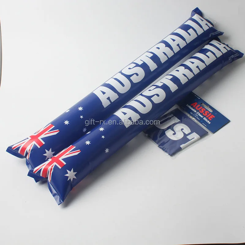 High Quality Custom Blue Inflatable Noisemaker Bang Stick Country Logo Toy for Anime Animal Love Sport Made from Durable Plastic