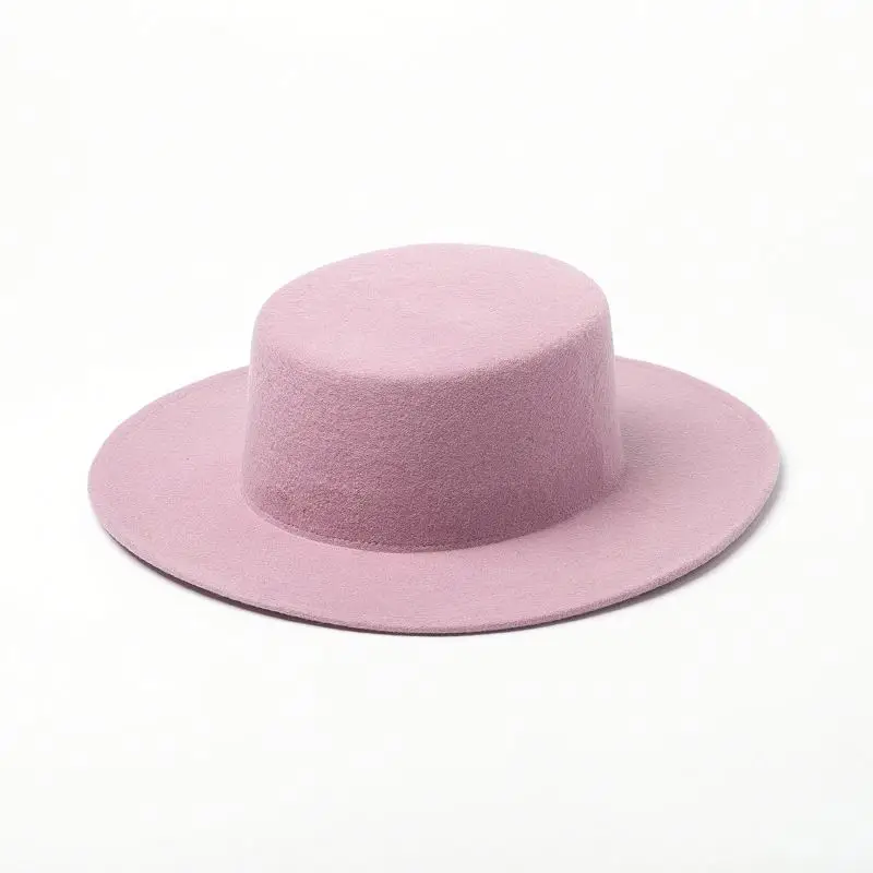 Womens yellow elegant wool felt boater hat wholesale