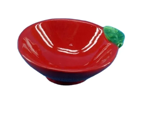 Hand-painted ceramic red shaped dish for home/kitchen decoration