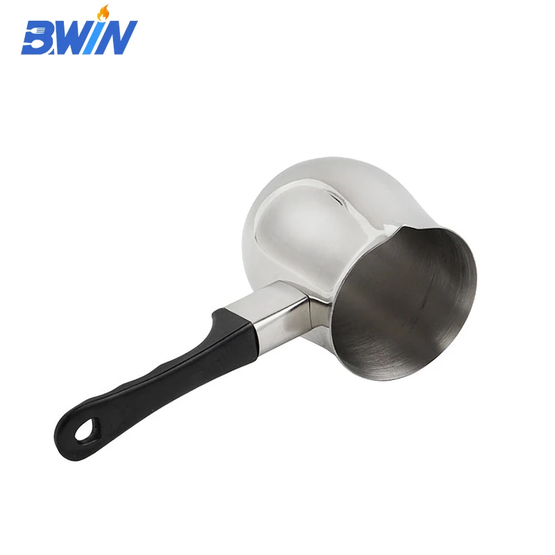 Stainless Steel Black Handle Western Style Coffee Pot Milk Boiling Pot Warmer