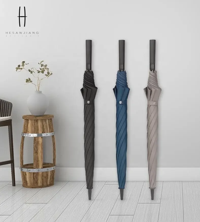 Large black UV protection golf umbrella custom logo auto open windproof straight handle golf umbrella