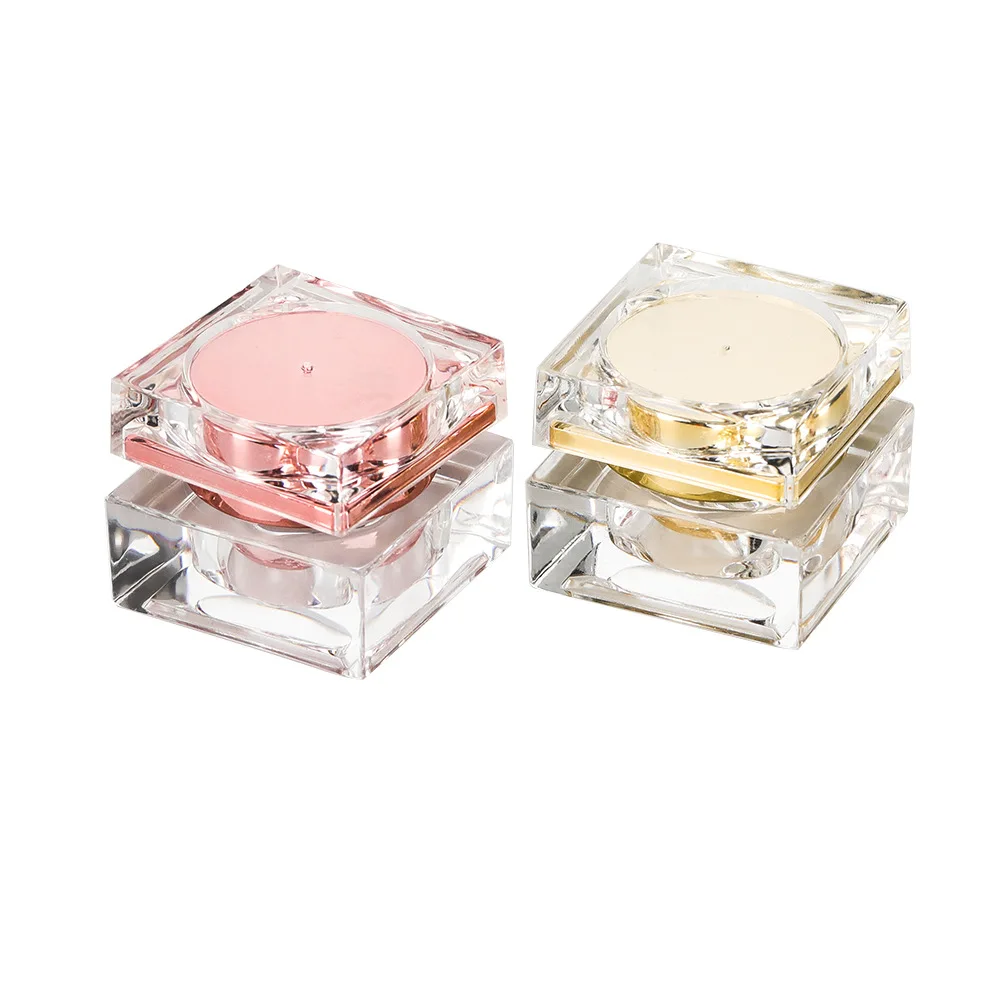Clear Square Custom Logo Pink 5g 5ml Cosmetics Packaging Containers Acrylic Cream Jar