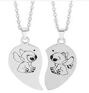 JOYFFO Best Friend Stitch Necklace Trendy Matching Heart Necklace with 2 Lilo Stitch Stuff Jewelry for Friends BFF Bestie