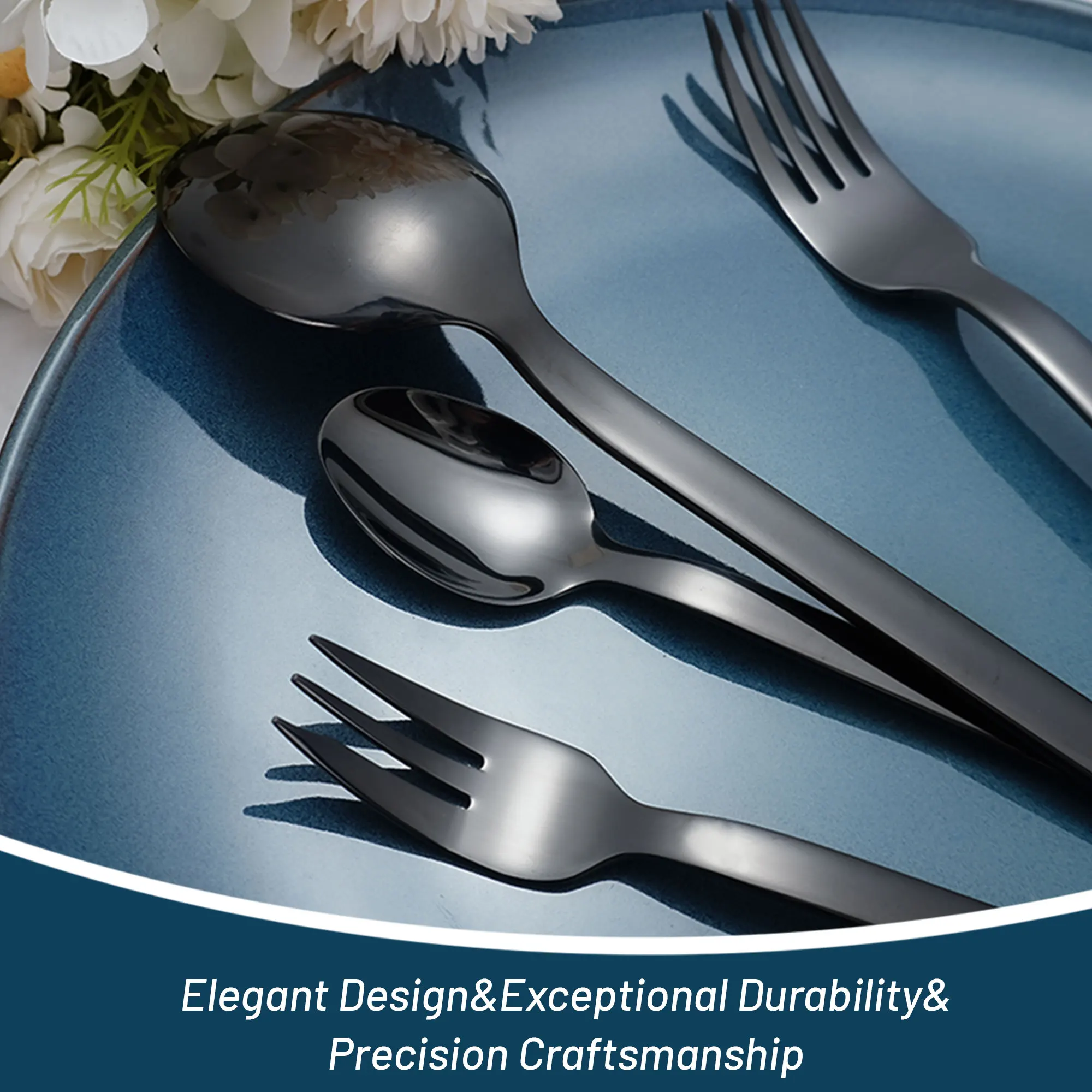 Manufacturer Silverware 6pcs Black Flatware Spoon Knife And Fork Stainless Steel Cutlery Set For Wedding