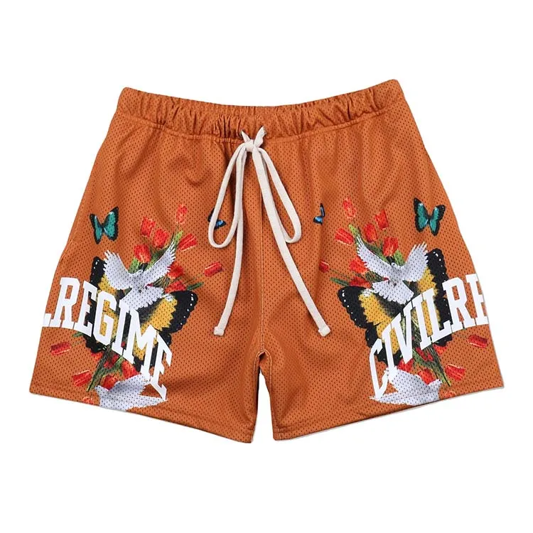 New Custom Logo Men Double Layer Gym Mesh Graphic Sweat Gym Mesh Fashion Sublimation Powerlifting Shorts