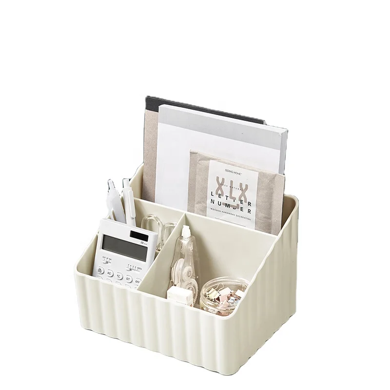 Andeya Plastic Striped Desktop Storage Box Multi-grid Cosmetic Storage Large Capacity Boxes 2023 New Hot Cheap