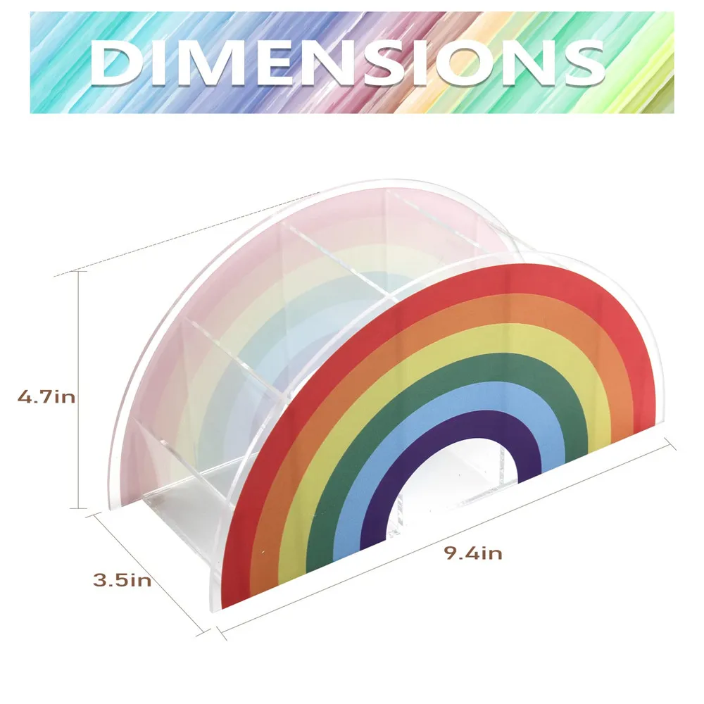 Wholesale Rainbow Acrylic Desk Organizers Clear 5 Compartment Multifunctional Home Office Storage