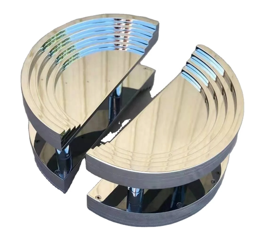 Luxury 5 layers combined design solid aluminum carving semi circle chrome door handle