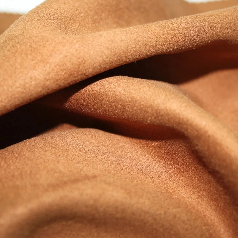 Hand feel as real leather super soft garment leather with warp double faced microfiber suede fabric