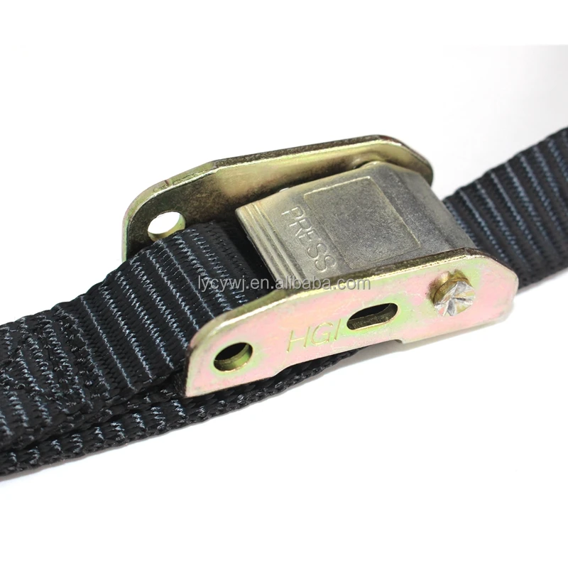 Customized 1inch 25mm polyester belt cam buckle tie down straps motorcycle with S hook and soft loops