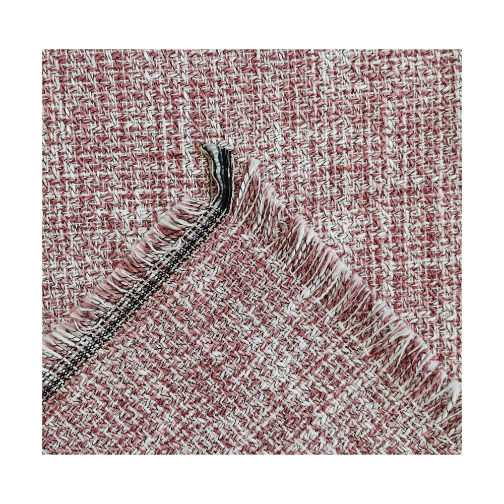 Китайский производитель, розовый хлопок, полиэстер, тканый твидовый материал, костюмная ткань для женщин, одежда и одежда