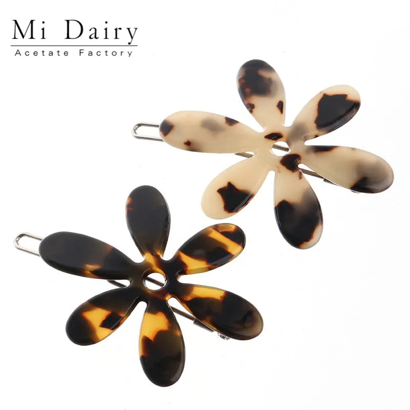 MiDairy tortoiseshell color flower shaped side hairpin hair grips alligator  clips for women girls 830070