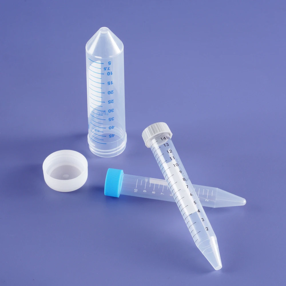 Laboratory flat/round bottom conical plastic falcon tubes centrifuge tubes