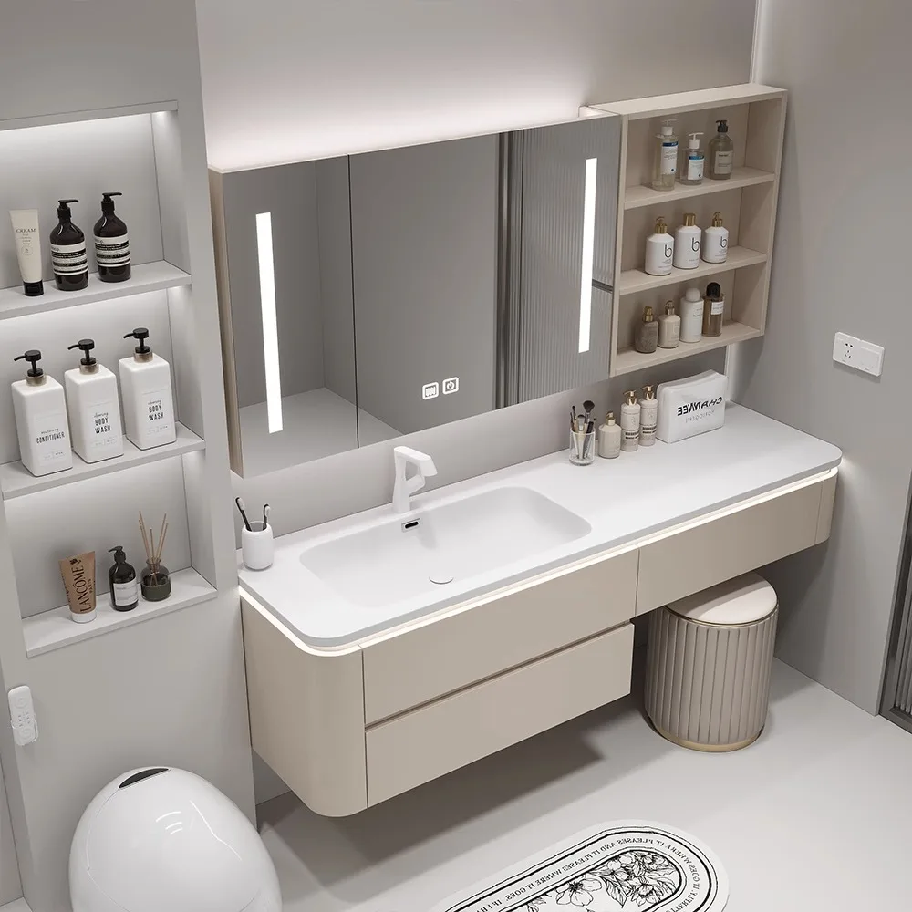 China Furniture Modern Design Wood Double Sink Waterproof Bathroom Cabinet Bathroom Vanities Sets With Sink and Mirror