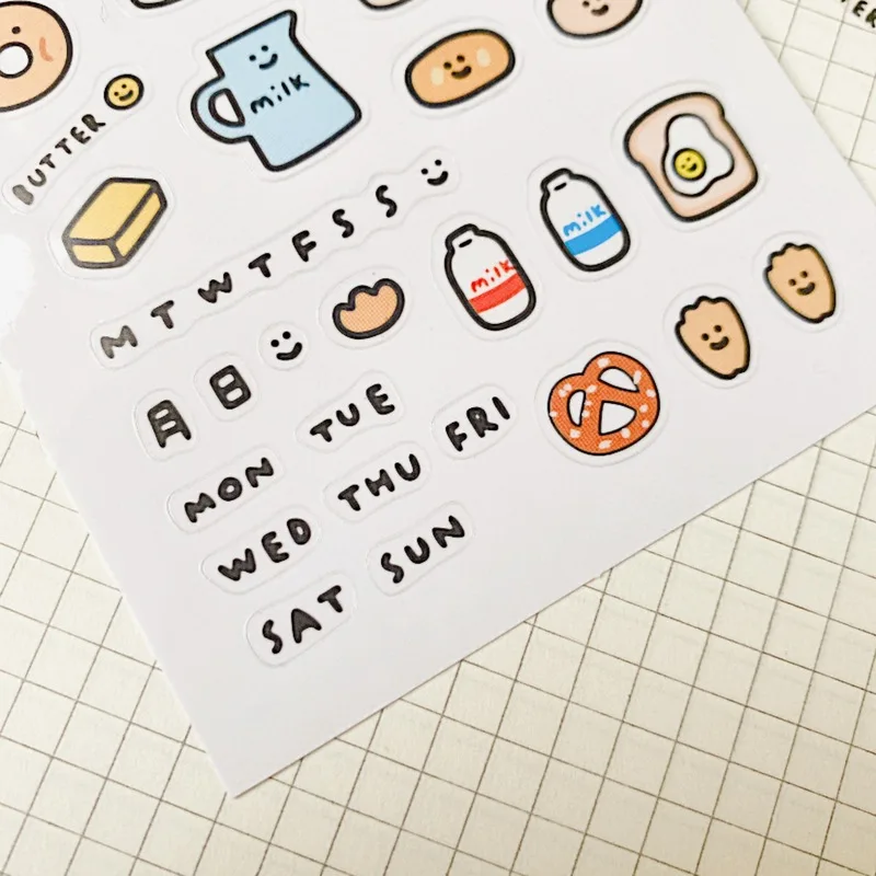 Custom design Wholesale Printed Waterproof Adhesive kiss cut kawaii sticker sheet