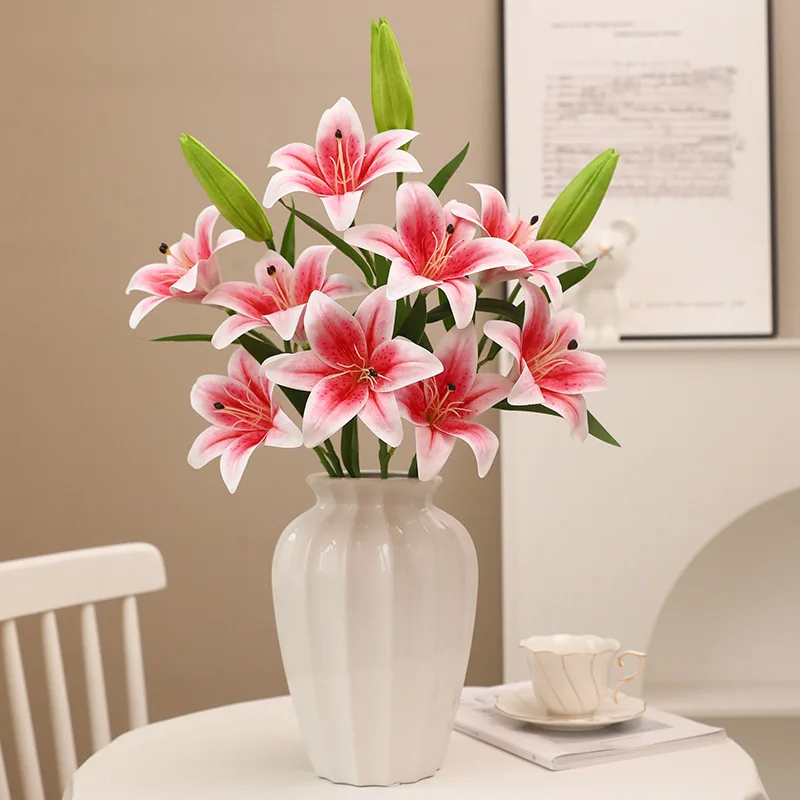 Real touch artificial plastic lily flowers at a very cheap price real touch lily flower for wedding