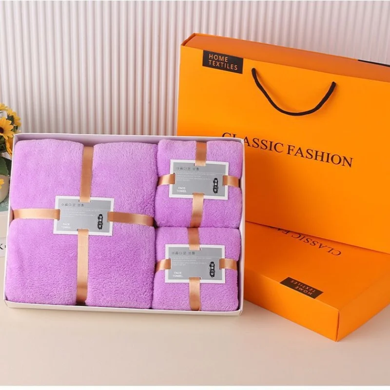 Luxury Natural Colorful Microfiber Bath Towel Set Quick-Dry Coral Fleece High Quality for Adults Sustainable Home Use Bathroom