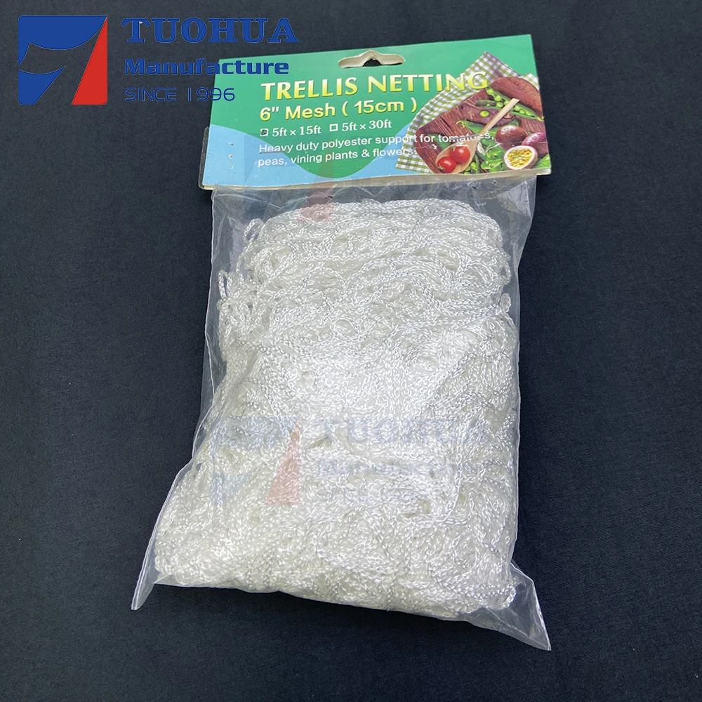 5 x 350 ft Heavy Duty Polyester White 6 Inch Mesh Support Twine for Growing High Yield Trellis Netting