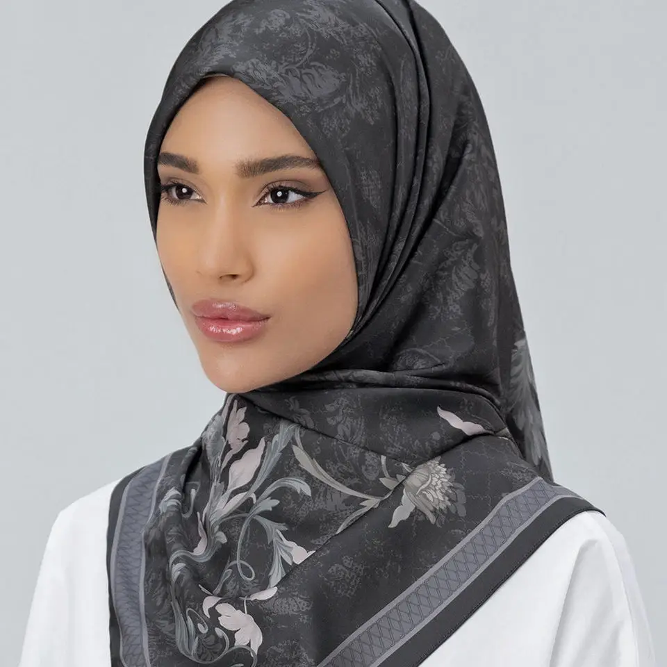 new designs custom printed stain silk premium hijab tudung bawal malaysia Hot sale hijab supplier