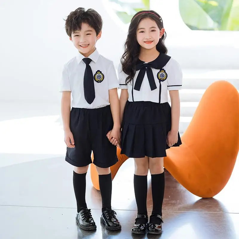chinese style custom logo primary school uniform designs dress with polo shirt school uniform
