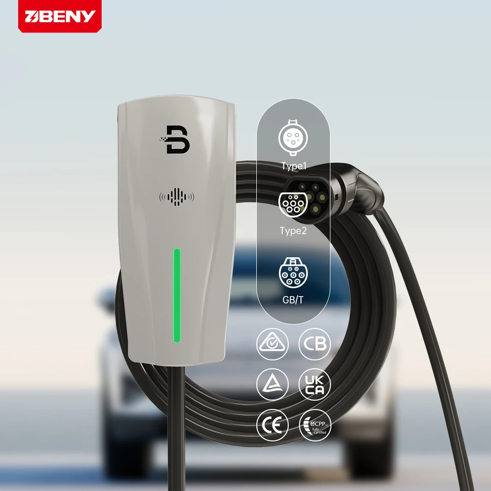 BENY 32A 7kW 22kW OCPP 1.6j коммерческий AC EV Wallbox Type1 Type2 GB/T зарядное устройство для электромобиля зарядная станция со светодиодной подсветкой