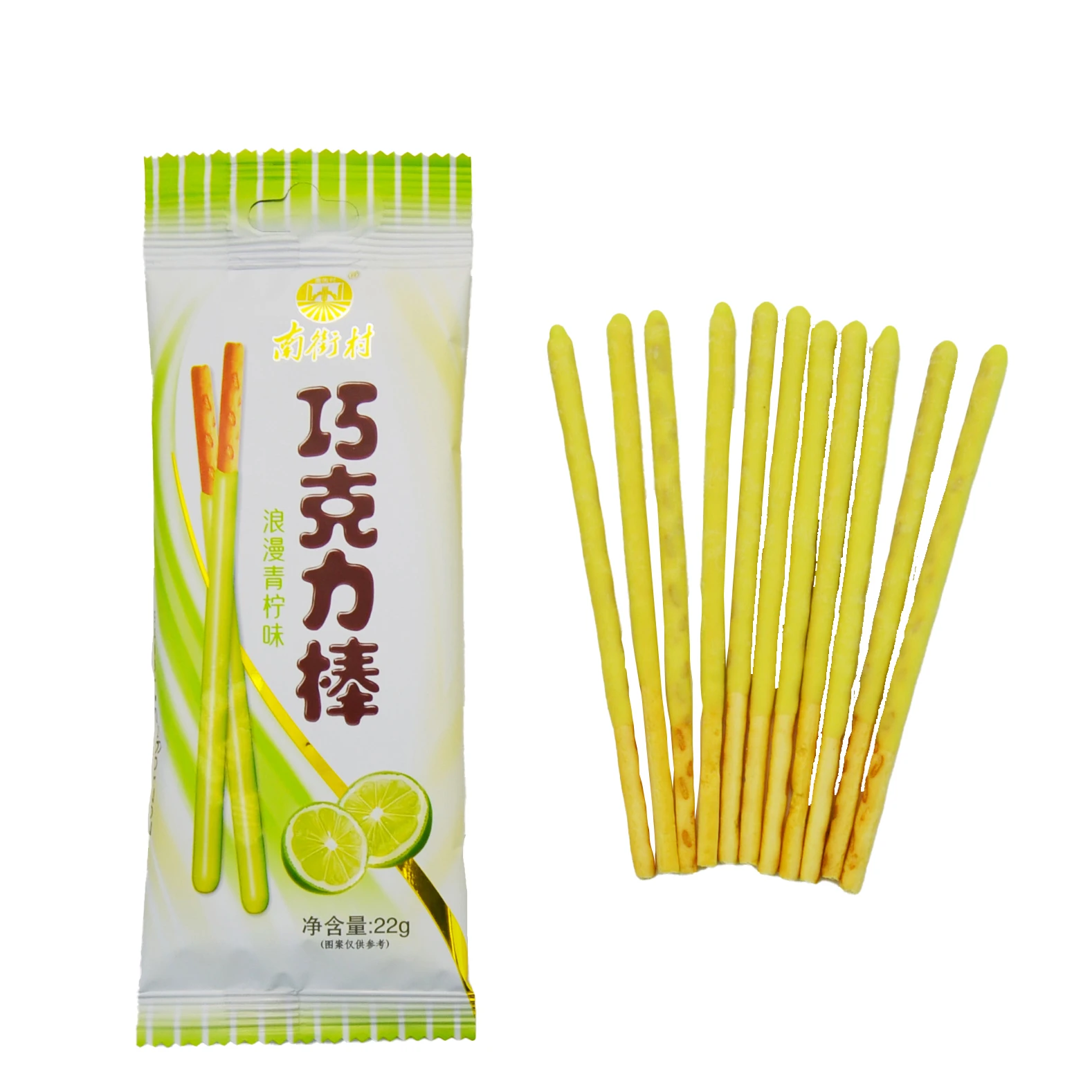 chinese box pack Fruit Green Lemon Lime  flavor cookies biscuit wafer stick