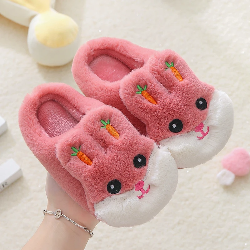 2021 new arrival Kids Cotton Footwear Lovely Little Bunny Warm Plush Shoes Anti-skid Slippers For Kids Slides slippers