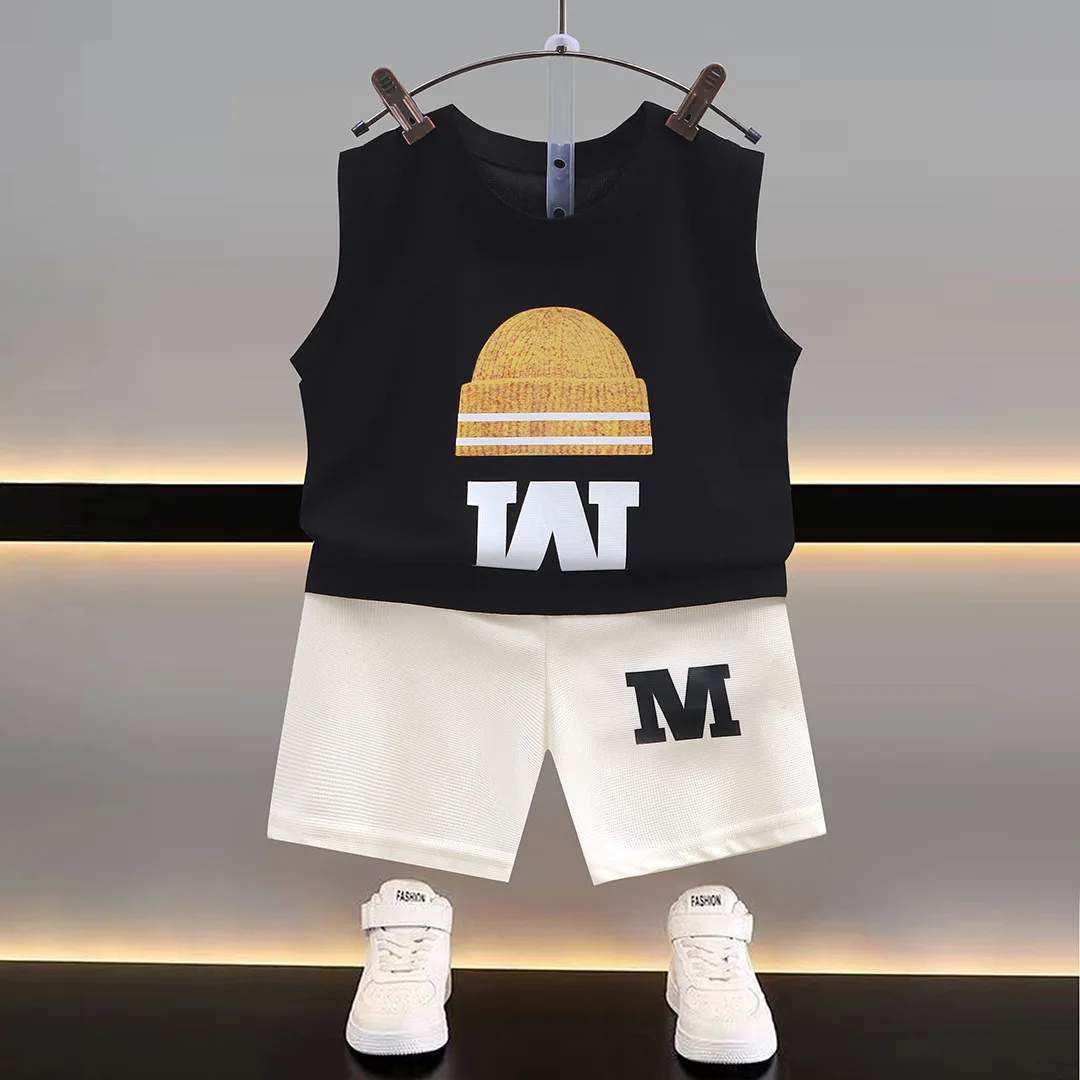 Wholesale Toddler Kids Clothes Outfits Sleeveless Top Shorts Korean Style Baby Summer Clothing Kids Two Piece Shorts Set